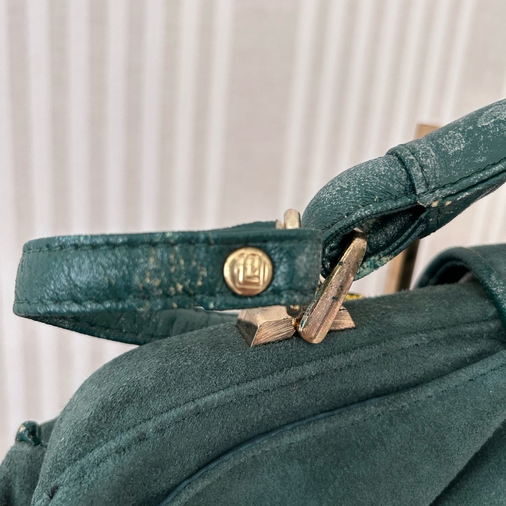 Vintage Emerald Green Suede Womens Bag Top handle detachable shoulder strap NWT - Picture 5 of 12